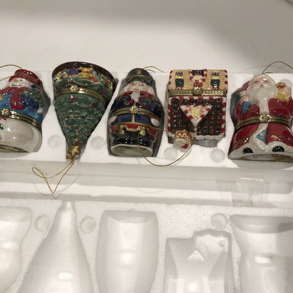 Mr Christmas Musical Ornaments Trinket Box Musical Music Animated Set of 5 - Picture 2 of 7